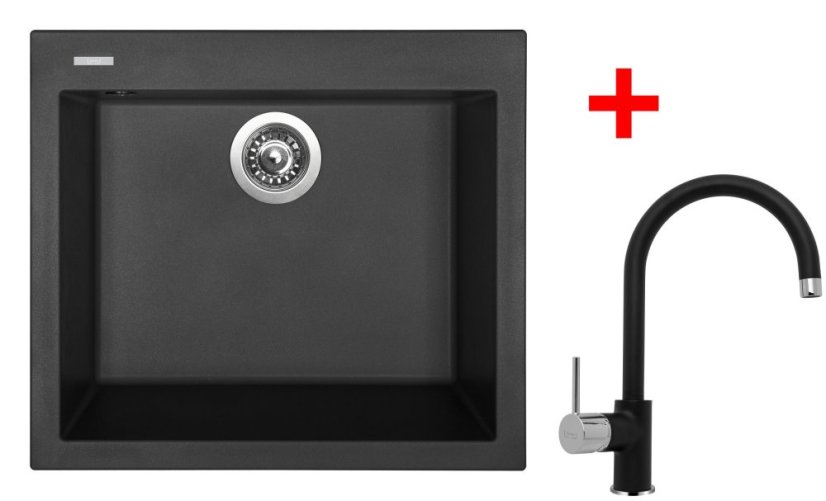 Sinks CUBE 560 Pureblack + Vitalia GR Sinks CUBE 560 Pureblack + Vitalia GR