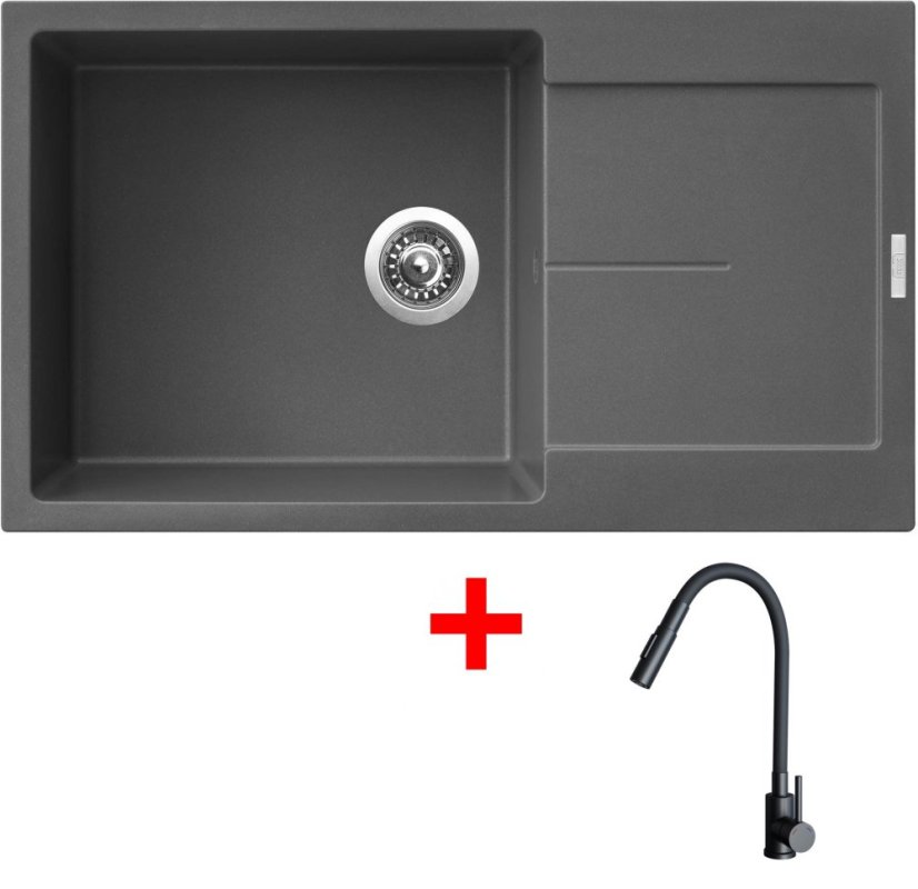 Sinks ULTIMA 860 XXL Titanium + ELASTA S černá matná Sinks ULTIMA 860 XXL Titanium + ELASTA S černá matná