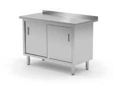 Pracovní stůl se skříňkou, posuvná dvířka – svařovaný, HENDI, Profi Line, 800x600x(H)850mm