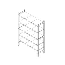 TOMGAST Regalový systém 1357 x 600 mm, 5 polic