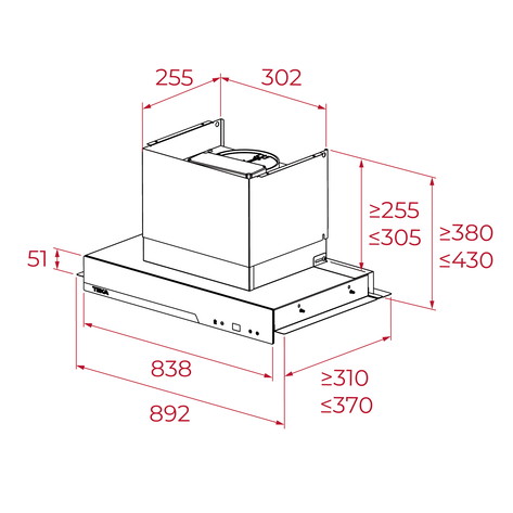 Vestavná digestoř Teka GFI 97350 ECS IX 110/60 kit