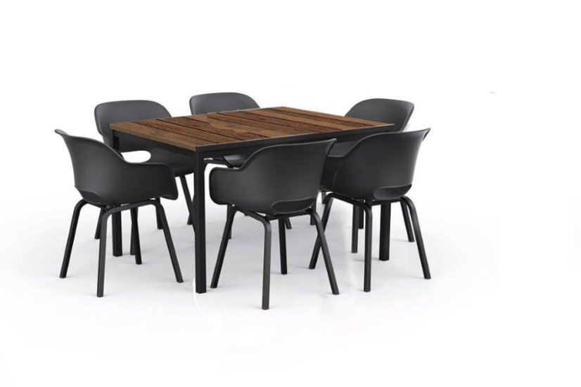 Zahradní stůl Keter Porto 160 walnut black steel
