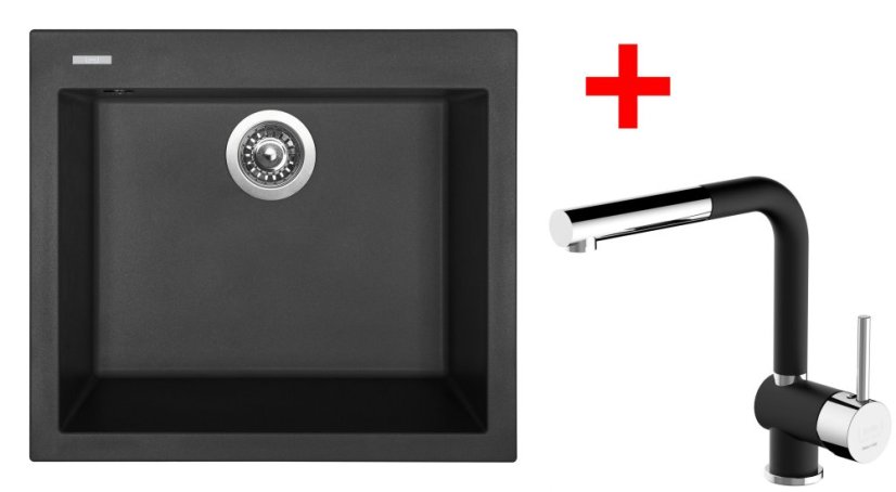 Sinks CUBE 560 Pureblack + Mix 3 P GR N6 Sinks CUBE 560 Pureblack + Mix 3 P GR N6
