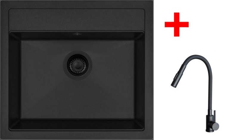 Sinks SOLO 560 BL Pureblack + ELASTA S černá matná Sinks SOLO 560 BL Pureblack + ELASTA S černá matná