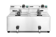 Ruční fritéza s vypouštěcím kohoutem, 2 × 8 l, HENDI, Profi Line, 16L, 230V/7000W, 610x515x(H)369mm