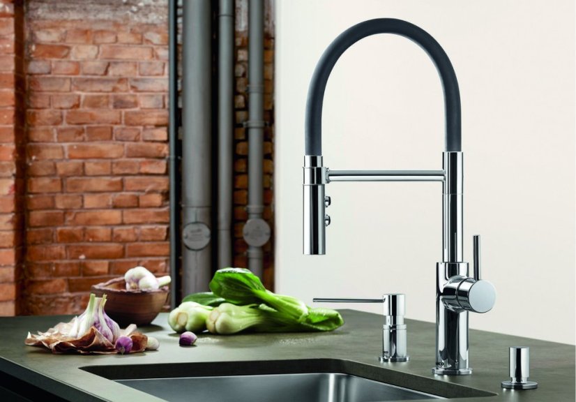 Blanco CATRIS-S Flexo chrom s černou sprchovou hadicí HD