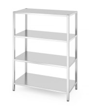 Skladový regál se 4 plnými policemi – přišroubovaný, HENDI, Kitchen Line, 1200x600x(H)1800mm