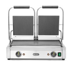 Kontaktní gril - double verze, HENDI, vroubkovaná horní, hladká spodní část, 230V/3600W, 570x375x(H)216mm