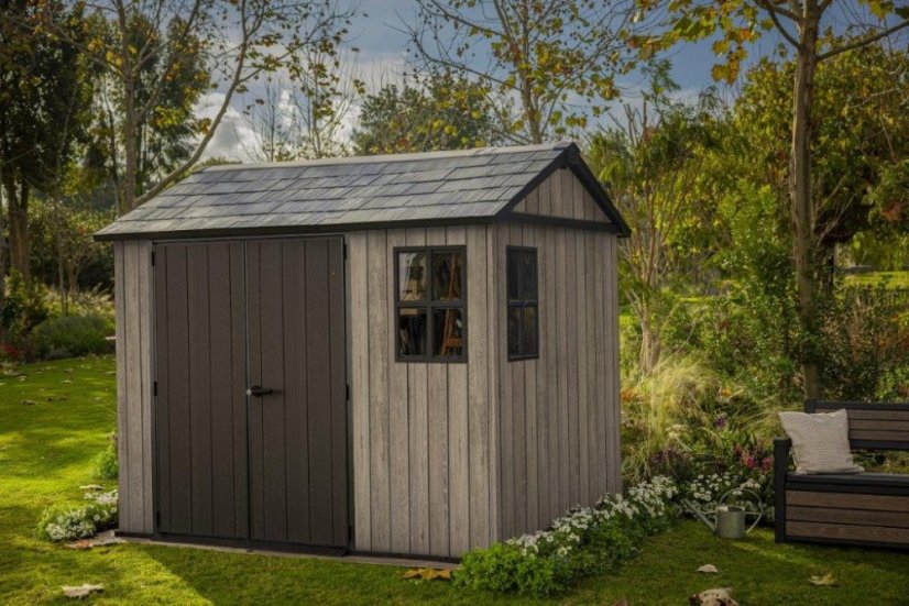 Zahradní domek Keter Apex 7,5 x 9 Ashwood, s podlahou