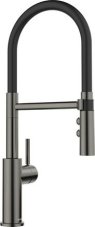 Blanco CATRIS-S Flexo satin dark steel s černou sprchovou hadicí HD