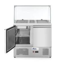 Dvoudveřový chlazený salátový stůl se skleněným nástavcem, Arktic, 169L, 230V/310W, 700x900x(H)1300mm