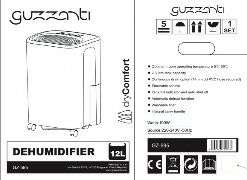 Odvlhčovač vzduchu Guzzanti GZ 595