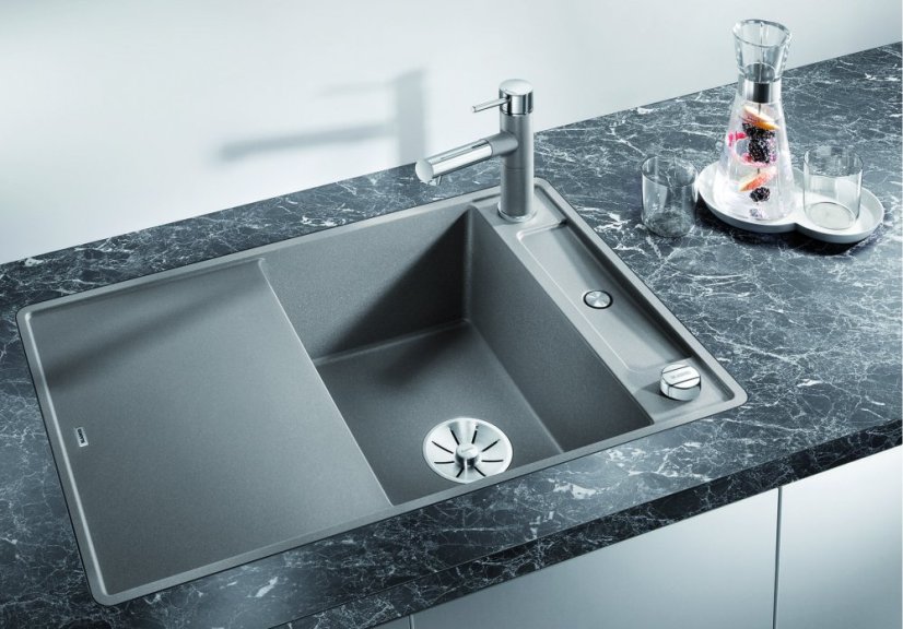 Blanco AXIA III 45 S-F InFino silgranit jasmín dřez vpravo s excentrem přísluš. sklo