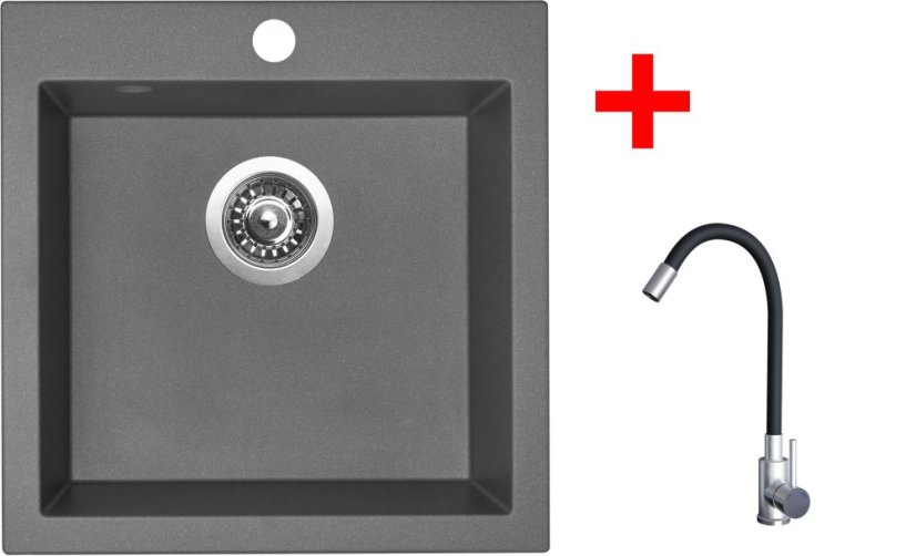Sinks VIVA 455 Titanium + Elasta nerez/černá