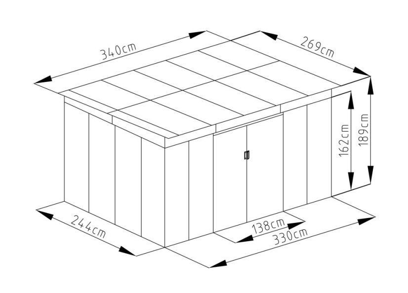 Zahradní domek G21 GRAH 915 - 340 x 269 cm, metalický šedý