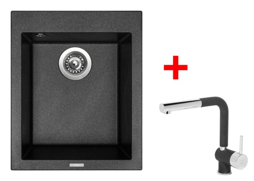 Sinks CUBE 410 Metalblack + Mix 3 P GR Sinks CUBE 410 Metalblack + Mix 3 P GR