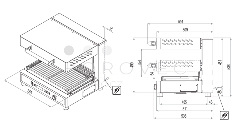 Moduline salamander gril SEH004E Plus (400V) sklokeramický