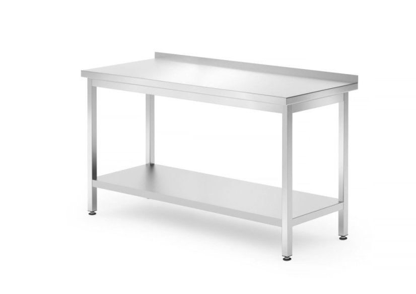 Nástěnný stůl s policí – přišroubovaný, hloubka 700 mm, HENDI, Profi Line, 1400x700x(H)850mm Nástěnný stůl s policí – přišroubovaný, hloubka 700 mm, HENDI, Profi Line, 1400x700x(H)850mm