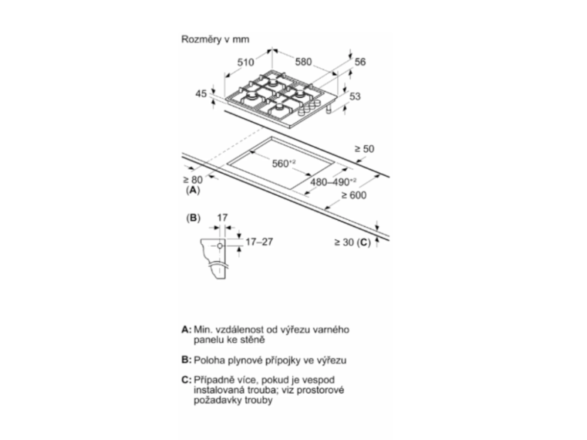 Plynová varná deska Bosch PBH6B5K60