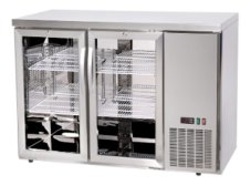 Chladicí barový pult, skleněné dveře, Arktic, 4 police, 283L, Stříbrná, 230V/185W, 1217x631x(H)865mm