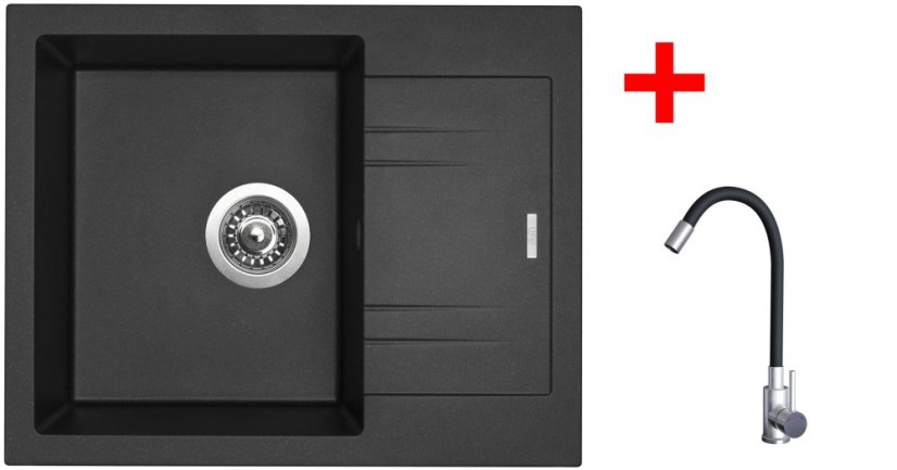 Sinks LINEA 600 Metalblack + Elasta nerez/černá Sinks LINEA 600 Metalblack + Elasta nerez/černá