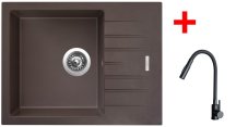 Sinks PERFECTO 650 Marone + ELASTA S černá matná
