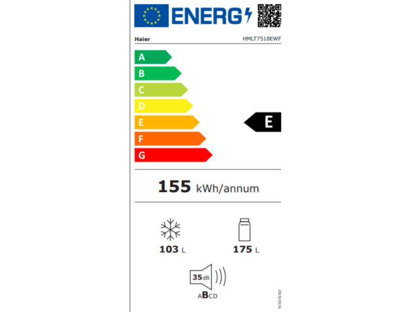 Vestavná monoklimatická chladnička Haier HMLT7518EWF