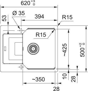 Franke UBG 611-62 Bílá-led