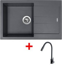 Sinks AMANDA 780 Titanium + ELASTA S černá matná