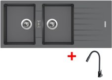 Sinks PERFECTO 1160 DUO Titanium + ELASTA S černá matná