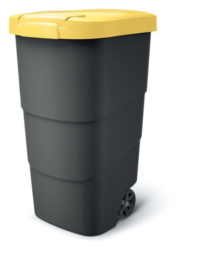 Popelnice Prosperplast Wheeler 110 l antracit se žlutým víkem Popelnice Prosperplast Wheeler 110 l antracit se žlutým víkem