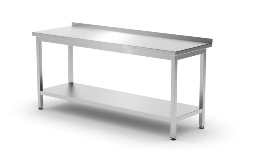 Nástěnný stůl s policí – přišroubovaný, hloubka 600 mm, HENDI, Profi Line, 1800x600x(H)850mm