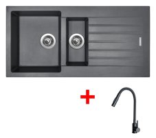 Sinks PERFECTO 1000.1 Titanium + ELASTA S černá matná