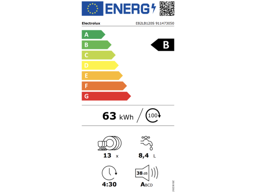 Vestavná myčka nádobí Electrolux E82LB120S