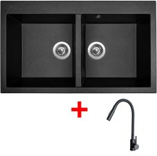 Sinks AMANDA 860 DUO Metalblack + ELASTA S černá matná