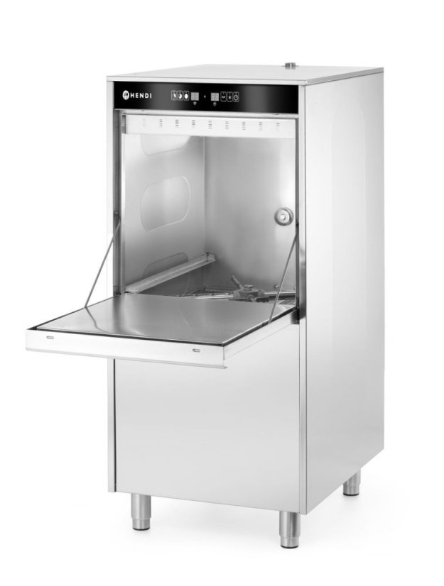 Myčka nádobí na hrnce a tácy 50x60 - elektronicky řízená, s dávkovačem mycího prostředku a vypouštěcím čerpadlem, HENDI, 400V/7100W, 595x777x(H)1335mm