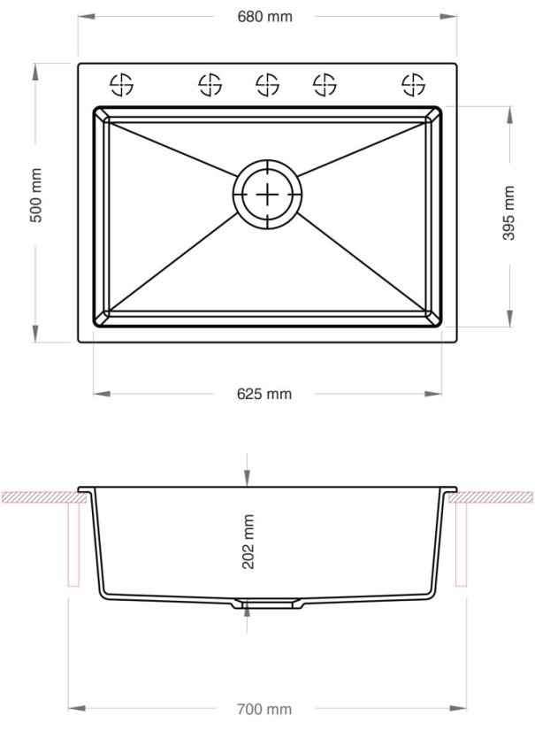 Sinks MAXIMO 680 Metalblack