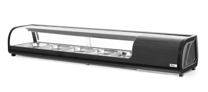 Stojan na Sushi, Arktic, Kapacita: 5x GN 1/2 (V)40 mm (včetně nádob)., Černá, 230V/190W, 420x1800x(H)265mm