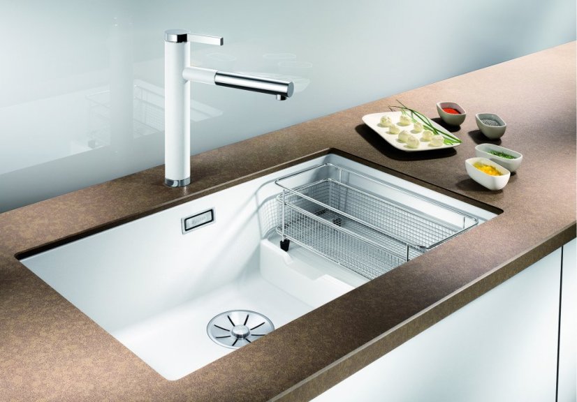 Blanco SUBLINE 700 U Level InFino Silgranit šedá skála dřez vlevo a nerez koš