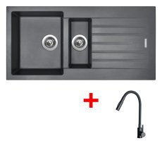 Sinks PERFECTO 1000.1 Titanium + ELASTA S černá matná