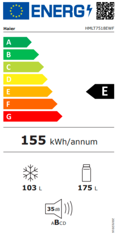 Vestavná monoklimatická chladnička Haier HMLT7518EWF