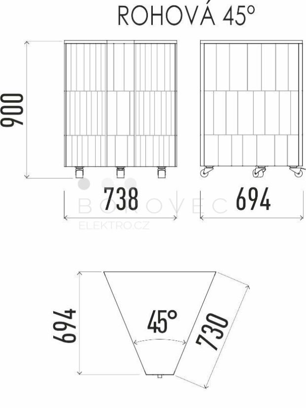 Enofrigo neutrální rohový modul 45 NE 45° Enofrigo neutrální rohový modul 45 NE 45°