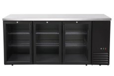 Chladicí barový pult, skleněné dveře, Arktic, 6 polic, 493L, Černá, 230V/185W, 1826x631x(H)865mm