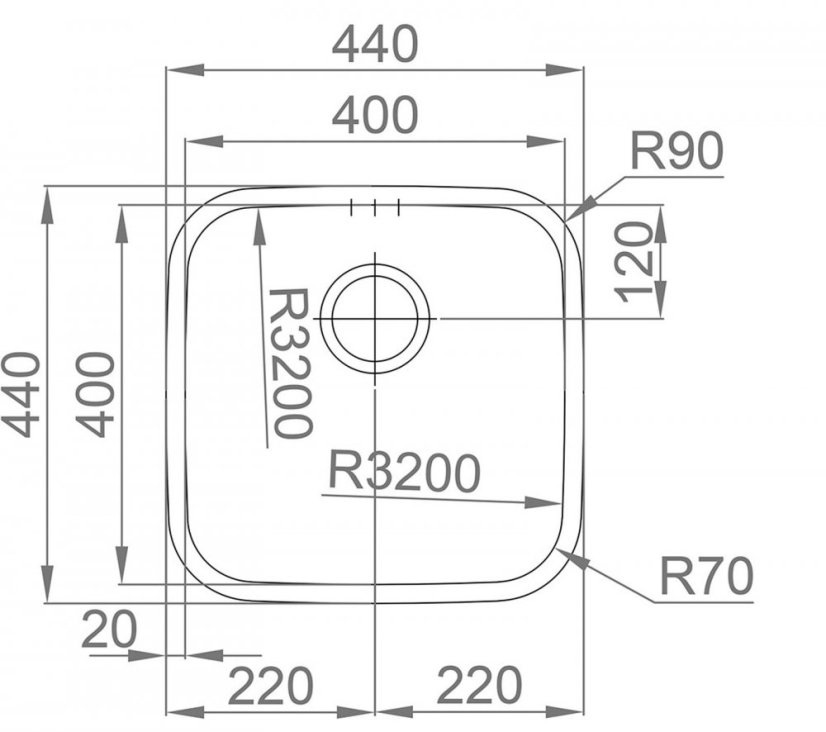 Sinks BAHIA 440 V 0,8mm trojmontáž leštěný