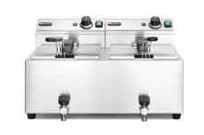 Ruční fritéza s vypouštěcím kohoutem, 2 × 8 l, HENDI, Profi Line, 16L, 230V/7000W, 610x515x(H)369mm