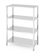 Skladový regál se 4 plnými policemi – přišroubovaný, HENDI, Kitchen Line, 1200x600x(H)1800mm