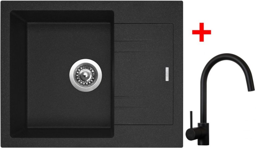 Sinks LINEA 600 Granblack + Vitalia černá matná Sinks LINEA 600 Granblack + Vitalia černá matná