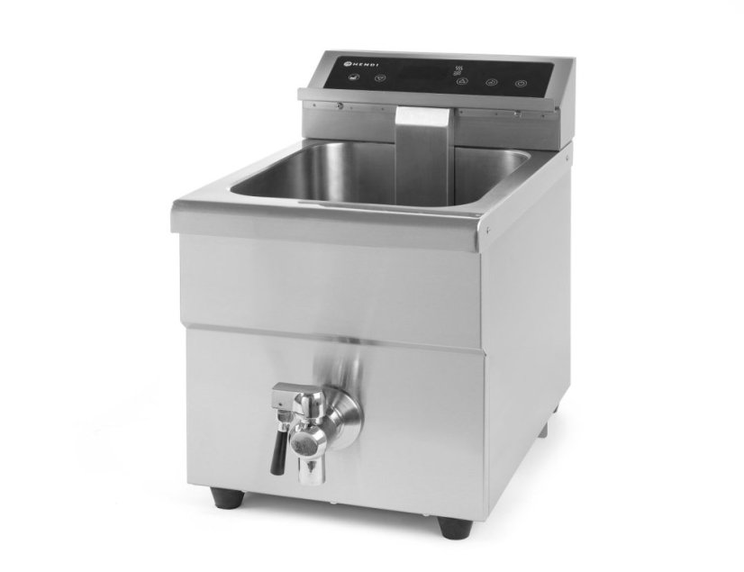 Fritéza indukční s výpustí, obj. 8 l, HENDI, 8L, Světle šedá, 230V/3500W, 288x619x(H)408mm