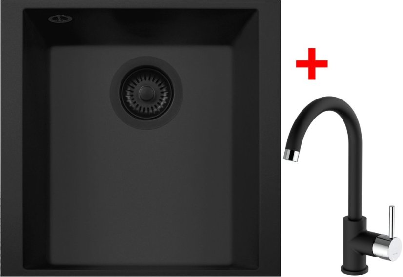 Sinks CUBE 340U BL Nanoblack + MIX 35 Nanoblack Sinks CUBE 340U BL Nanoblack + MIX 35 Nanoblack