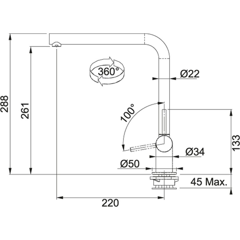 Franke FN 9311.031 Pod okno Chrom